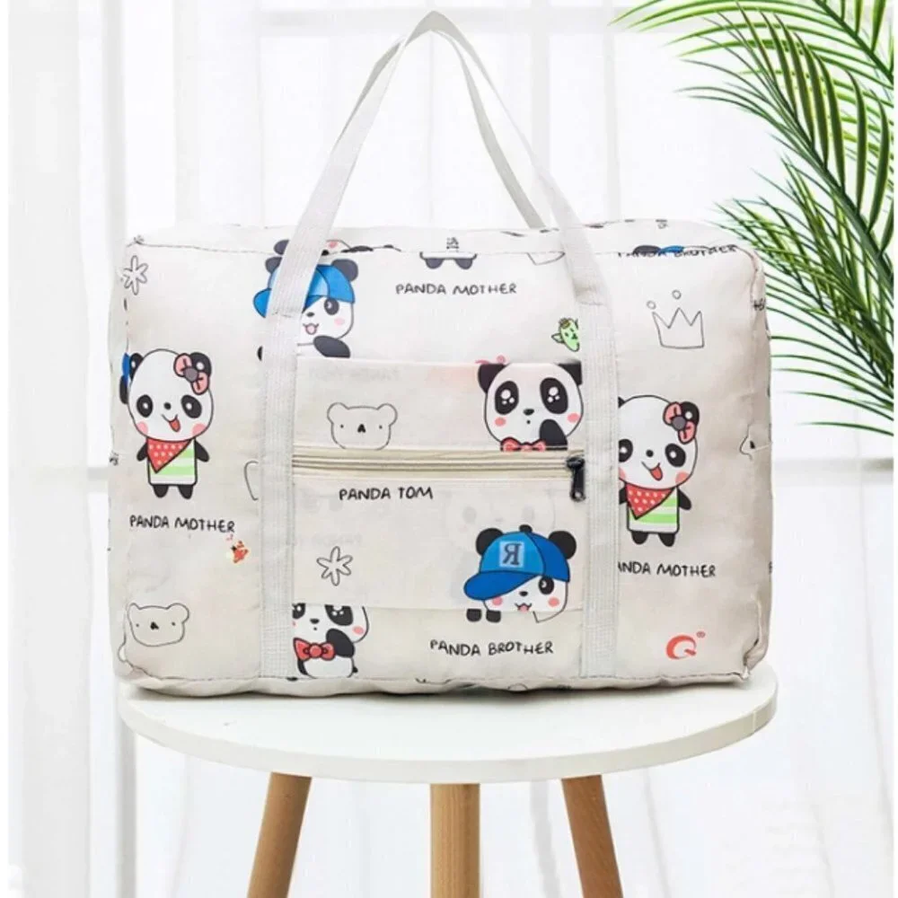 Travel Bag Panda Family Double Handle Packable Self Contained NWT